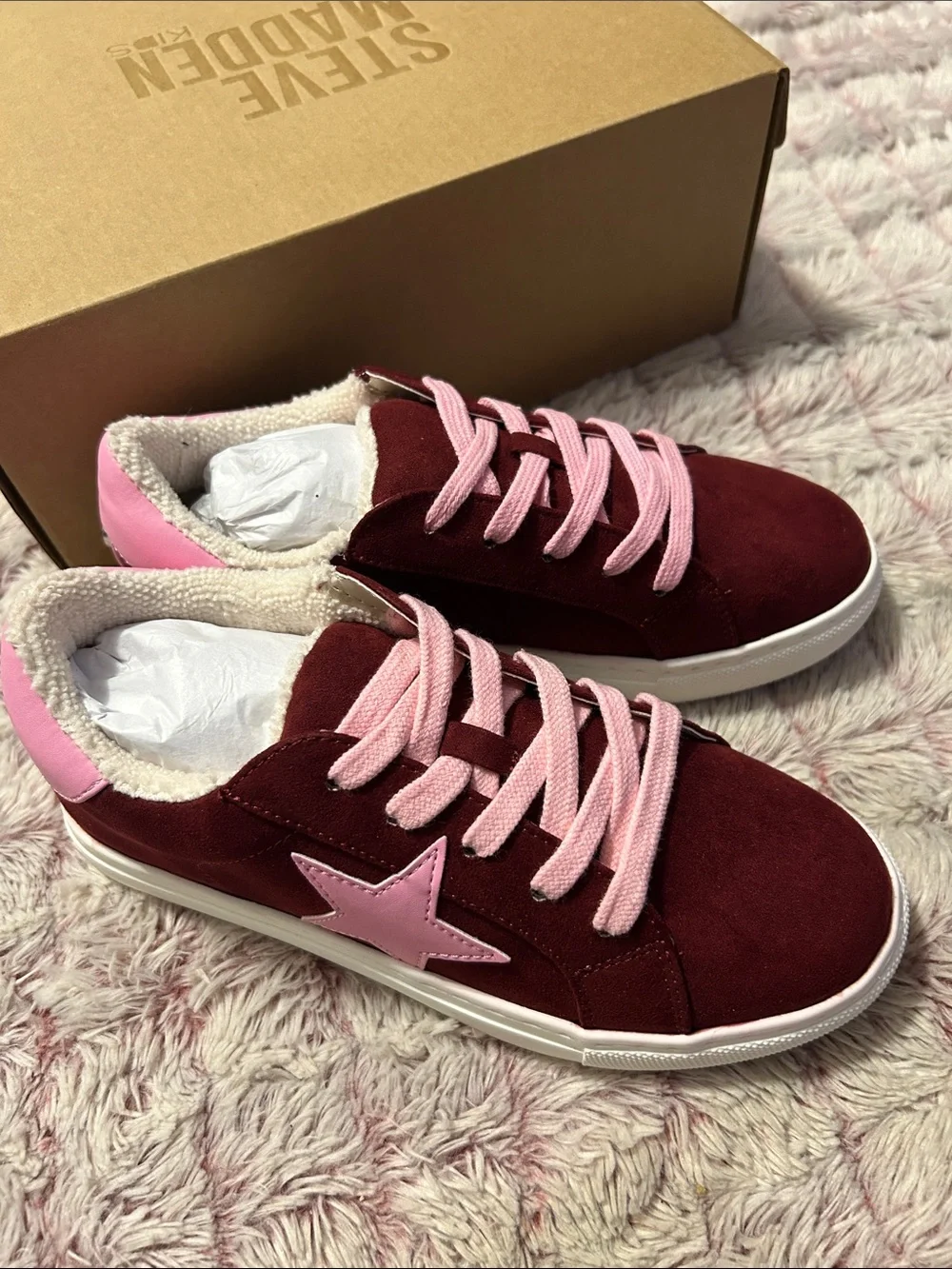 Steve Madden Burgundy Suede Sneakers with stars